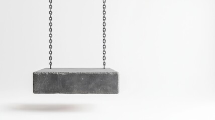 Suspended concrete block installation modern workshop construction process minimalist space close-up engineering design