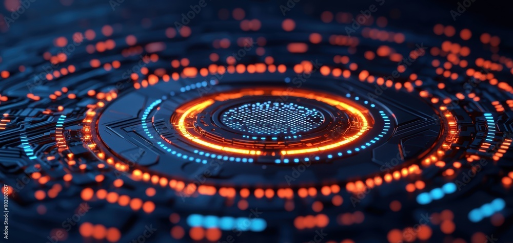 Aufkleber technology cybersecurity trends concept. a vibrant, abstract representation of a digital circuit, fe