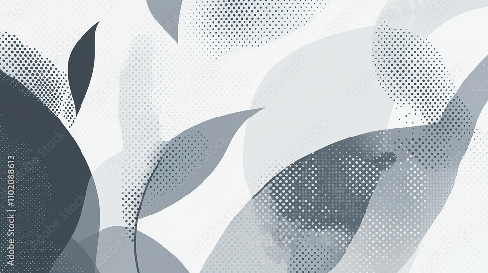 Poster â€¢ monochrome halftone raster pattern with abstract vector elements on a sleek background, copy spa