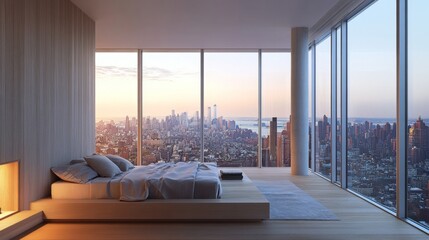 Luxury NYC Apartment Bedroom with Panoramic View