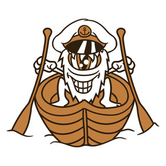 Naughty Evil Monster 2 Paddles Captain Funny Cute Design Lover Art Vector Illustration Card T-Shirt Poster Sticker Graphic Print Decorative Drawing Isolated Logo Decoration Symbol Creative Cool Style