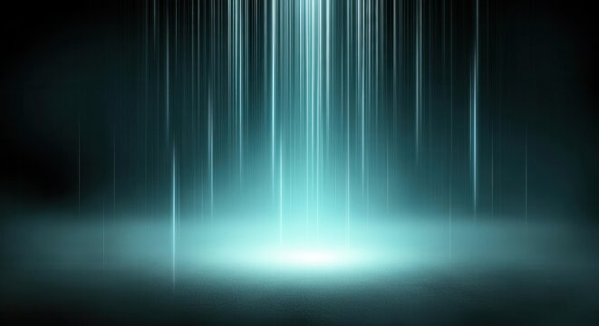 Serene blue digital rainfall on dark background