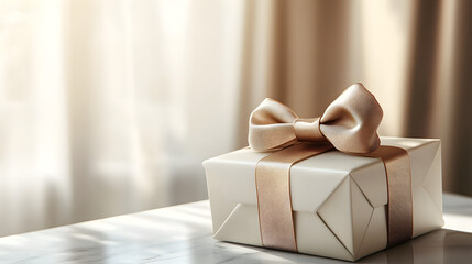 Gift presentation cozy home setting lifestyle image warm lighting close-up view celebration concept for thoughtful moments