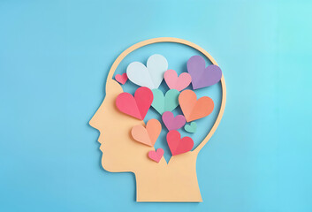 Silhouette profil humain avec des cœurs