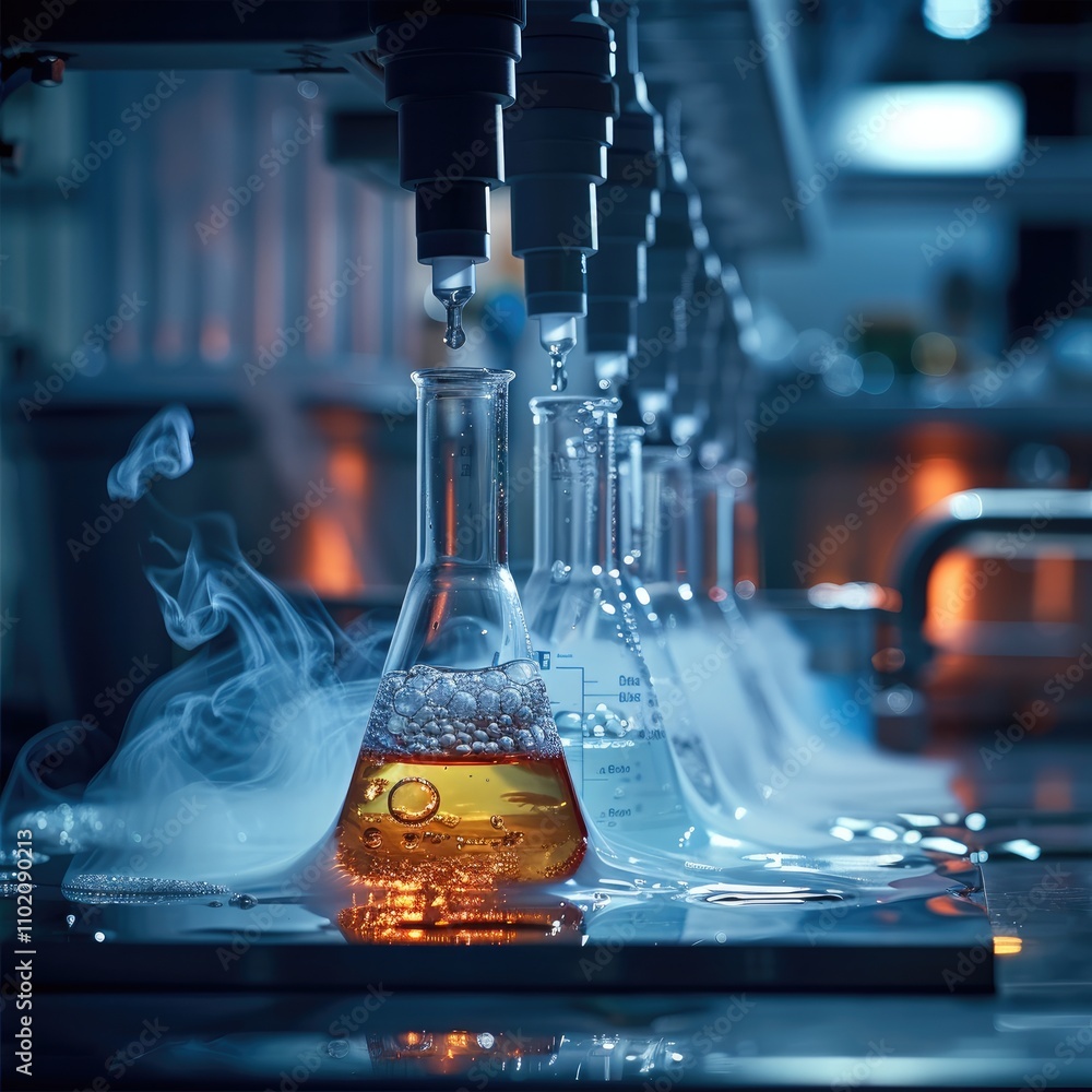 Poster a chemical experiment in progress.