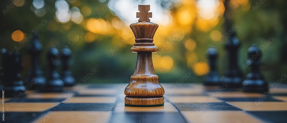 Poster a chessboard representing the strategic challenges and decision making processes involved in optimiz