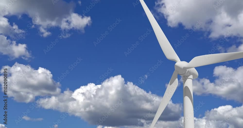 Aufkleber 4k resolution video: alternative energy concept. wind turbine windmill seamless loop rotating on a b