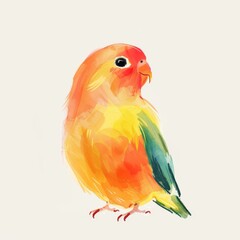 Obraz premium A vibrant watercolor illustration of a colorful bird showcasing its bright feathers in a playful stance.