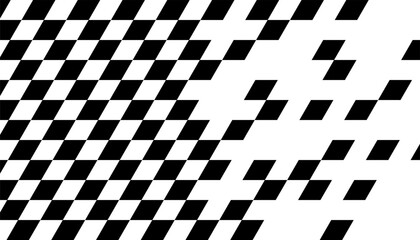 Black and white transition racing pattern. Race flag for sporty background and jersey design. Vector Format Illustration 