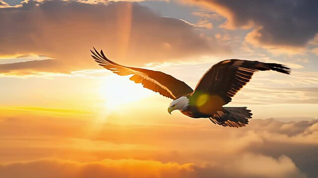 eagle in the sunset. Created with generative AI