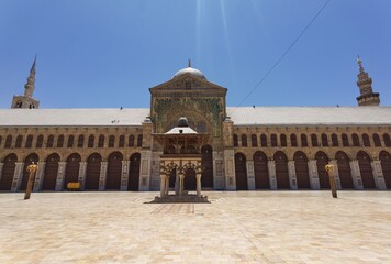 Great Mosque of Damascus, the earliest surviving stone mosque, built between 705 and 715 CE by the...