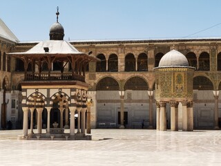 Great Mosque of Damascus, the earliest surviving stone mosque, built between 705 and 715 CE by the...
