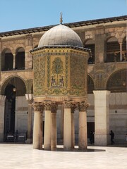 Great Mosque of Damascus, the earliest surviving stone mosque, built between 705 and 715 CE by the...