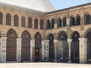 Great Mosque of Damascus, the earliest surviving stone mosque, built between 705 and 715 CE by the...