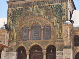 Great Mosque of Damascus, the earliest surviving stone mosque, built between 705 and 715 CE by the...