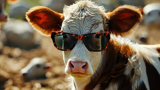 Cow with Sunglasses. Created with generative AI.