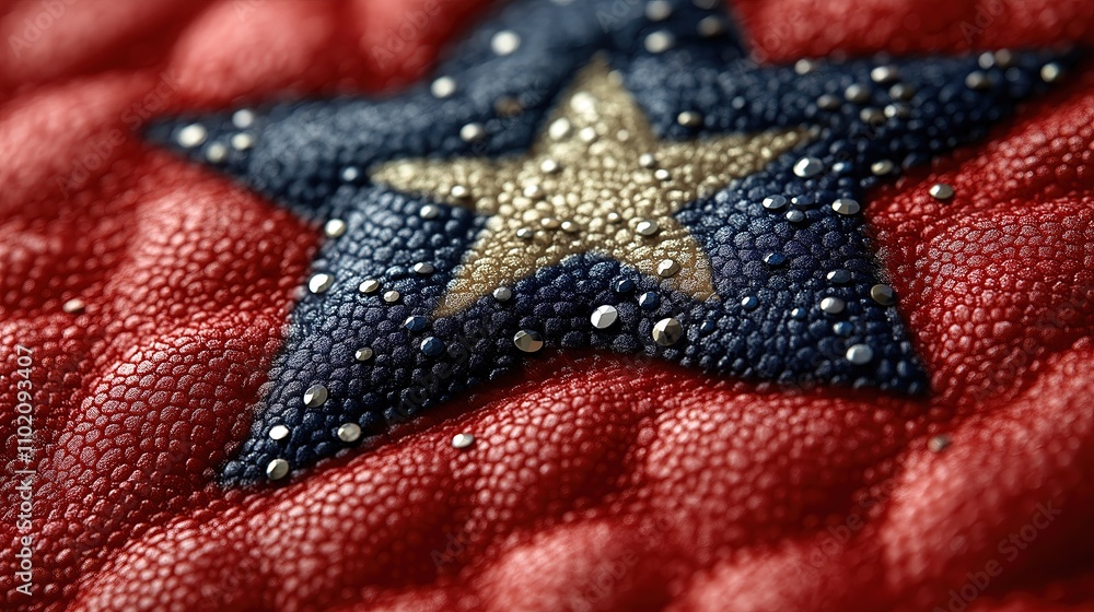 Poster star pattern with water droplets on texture