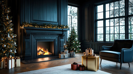 Creating a cozy luxury holiday atmosphere with a historic fireplace and twinkling spruce living room home decor warm and inviting holiday season vibes