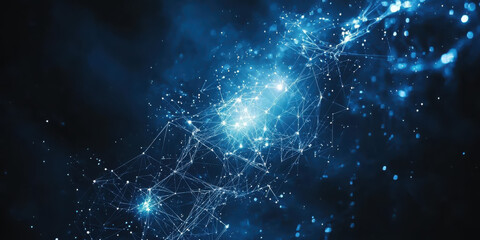 Fototapeta premium Illuminating digital connections network typography in a midnight blue environment highlighting connection points