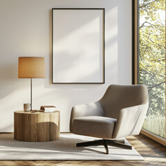 Creating a cozy reading nook warm interior with minimalist chair and modern lamp home interior design soft daylight relaxing atmosphere