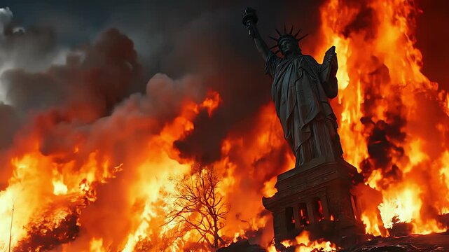 	
The End of the World Apocalyptic, destroyed new york, epic scene. Created with Generative AI.	
