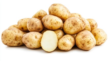 Fototapeta premium Heap of fresh potatoes isolated on white background