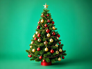 Christmas tree on green background