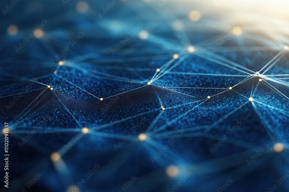 Poster abstract network concept glowing nodes connecting lines, showcasing technology connectivity.