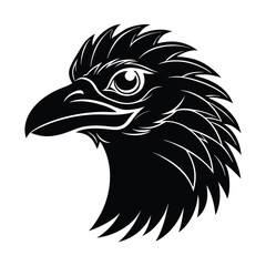 Big bird's head vector silhouette with a white background