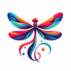 colorful dragonfly abstract design on white background