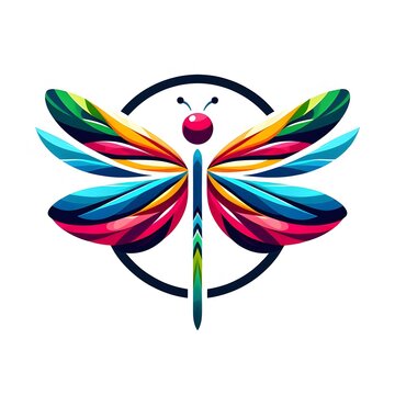 recommend clip art: colorful dragonfly abstract design on white background