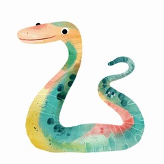 Fototapeta premium A colorful, playful illustration of a friendly snake, perfect for children's themes and educational materials.