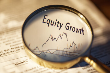 Magnifying Glass Over "Equity Growth" Chart