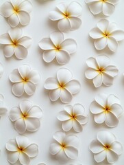 Fototapeta premium White and yellow flowers on white surface
