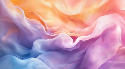 Obraz premium Abstract swirling fabric in soft pastel colors creating a dreamy and serene atmosphere.