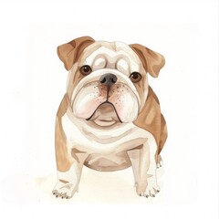 Obraz premium A charming illustration of a bulldog with a friendly expression, showcasing its distinct features and endearing personality.