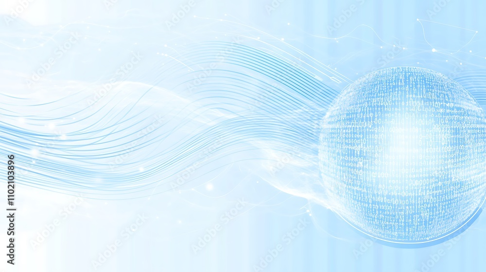 Poster swirling blue digital patterns create a mesmerizing effect resembling movement and energy in a virtu