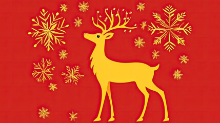 Simple reindeer silhouette in holiday pattern