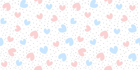 Repeated hearts and polka dot. Cute romantic seamless pattern. Cute romantic package print. Vector romantic background. Great for fabric, textile, apparel. Holiday backdrop texture, wedding design.