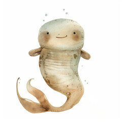 A charming, cartoon-style water creature with a smiling face, evoking a playful and whimsical underwater world.