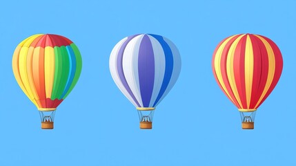Fototapeta premium Colorful Hot Air Balloons Floating in a Clear Blue Sky