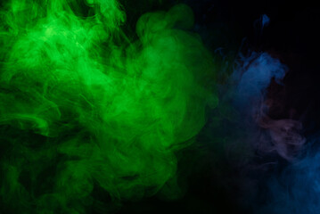 Blue and pink steam on a black background.