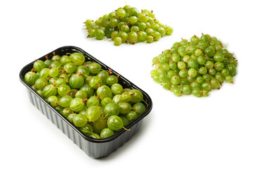 A group of gooseberries isolated on a white background.