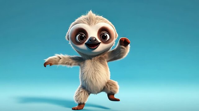 adorable sloth dancing. Created with generative AI.