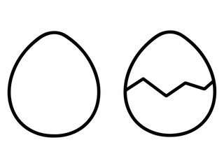 シンプルなたまごのアイコン　ノーマルたまご、ひびわれたまご