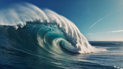 surfer surfing a extreme huge wave on Nazare. generative ai
