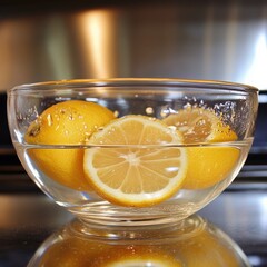 Place a bowl with water and lemon slices in the microwave, heat for a few minutes, then wipe down. The steam loosens food residue while the lemon leaves a pleasant scent.