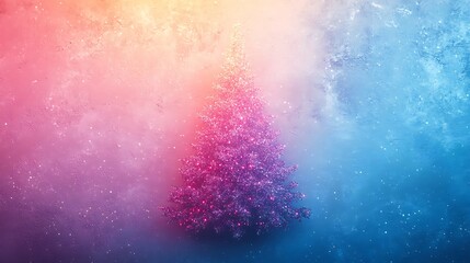 Fototapeta premium Minimal glowing holographic Christmas tree with pastel tones isolated on a white canvas