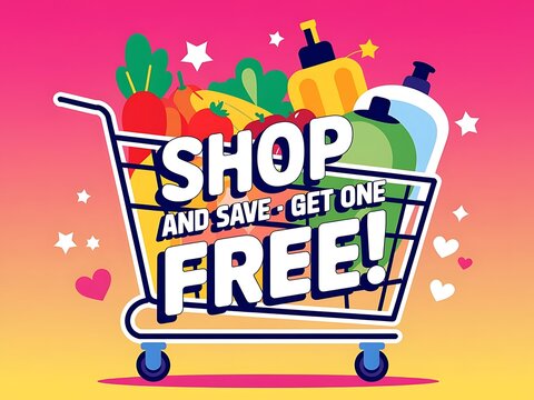 Shop And Save Get One Free Grocery Shopping Cart