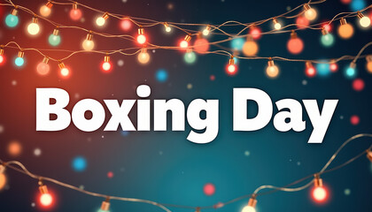 Elegant Boxing Day banner with a modern design featuring spaces for text and colorful decorations.